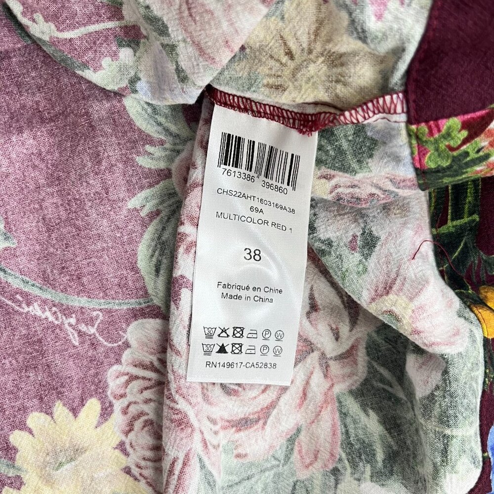 $395 NWOT SEE BY CHLOÉ Floral Print Cotton Top Blouse Size 38 Multicolor - Picture 11 of 14
